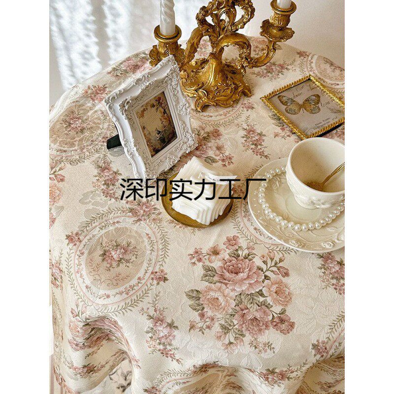 法式轻奢感田园复古风桌布圆桌茶几布民宿氛围感台布餐布艺餐桌