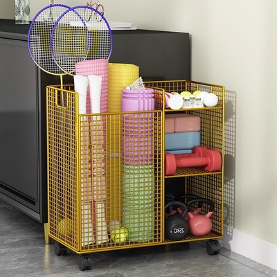 体育用品置物架收纳篮家用运动健身器材收纳神器瑜伽垫收纳筐夹缝