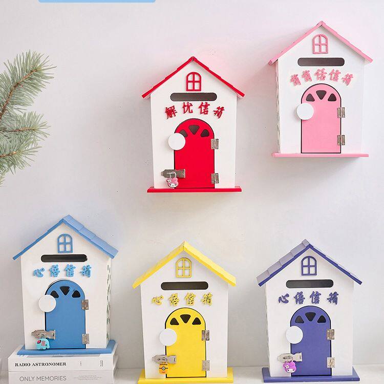 田园风格家居摆设幼儿园信箱摄影道具木制邮箱意见箱小木屋装饰品
