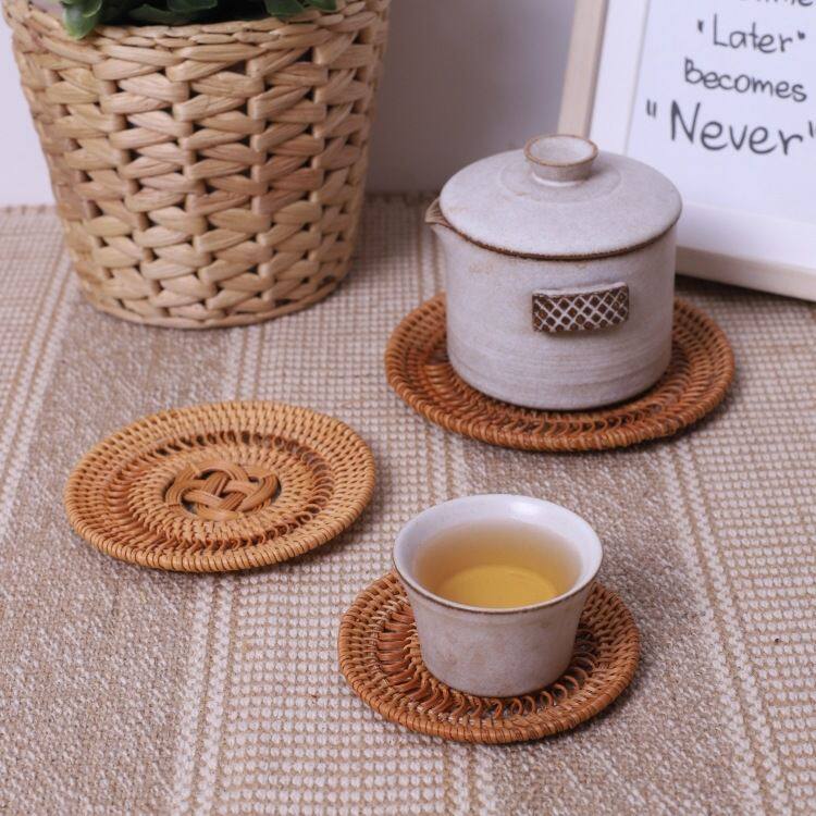 越南秋藤编杯垫 盘垫 碗垫 隔热垫 餐垫 品茗杯托 紫砂茶壶垫