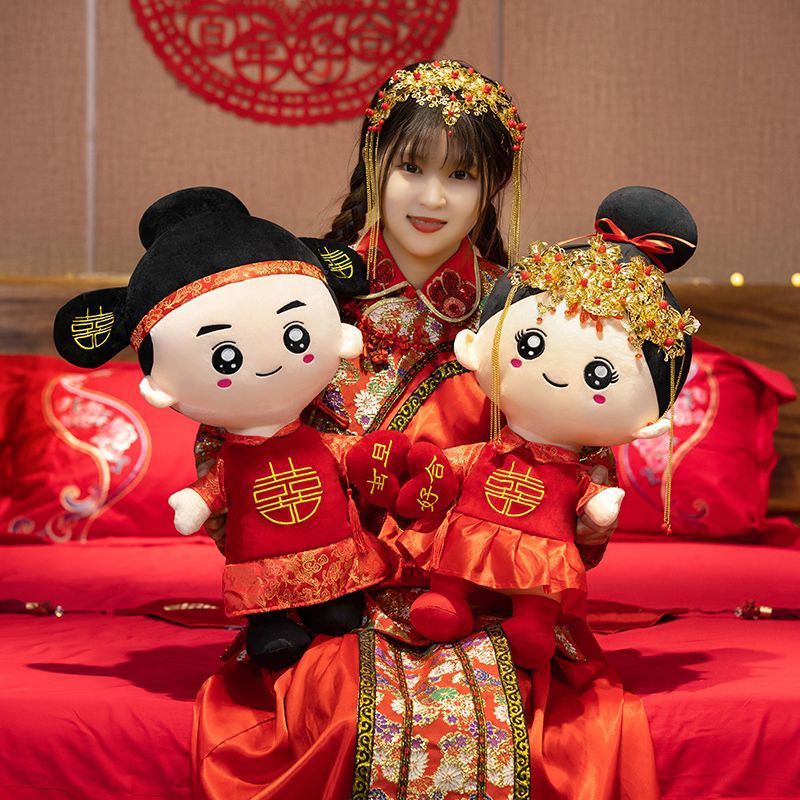 婚房摆件送床头压床娃娃公仔新人一对高档结婚礼物抱枕上喜娃婚庆