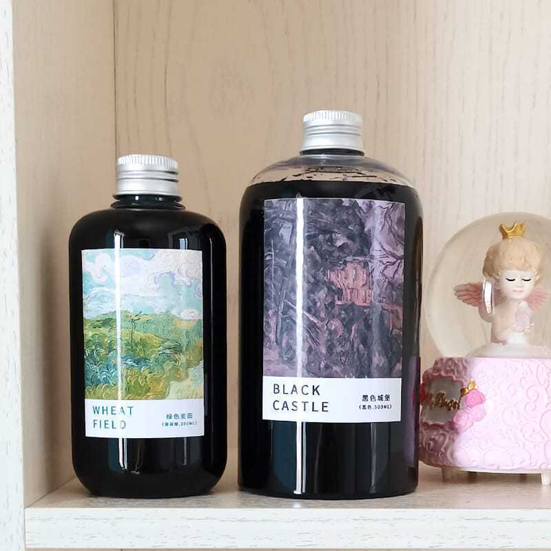 500ML大瓶墨水钢笔用学生非碳素钢笔水黑色红色彩色蓝色彩墨薇妍