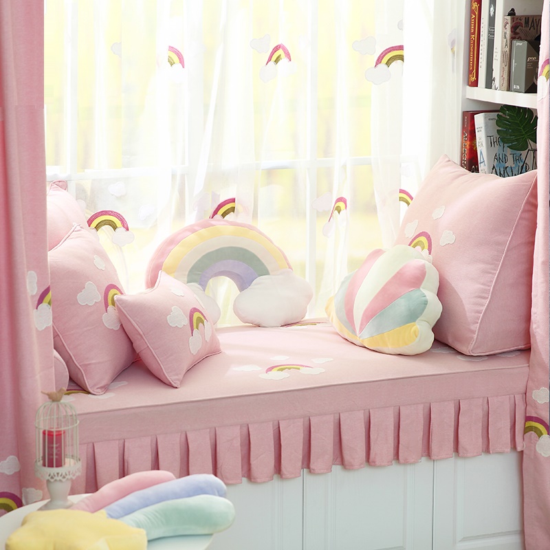 方木家定做飘窗垫子绣花少女心