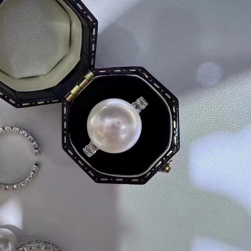 澳白平替爱迪生珍珠正圆戒指