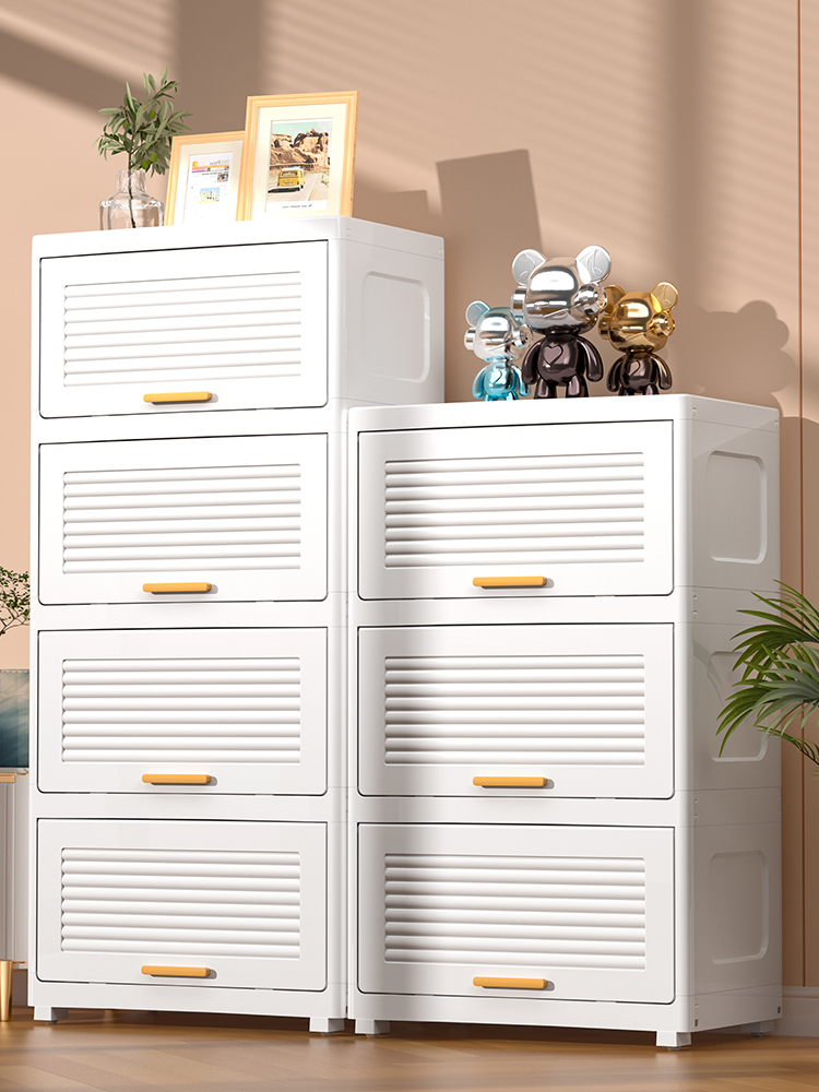 翻盖式收纳柜家用客厅置物柜多层夹缝柜储物柜子卧室床头柜零食柜