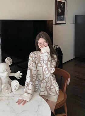 【非常厚】75-300斤加大码早安樊樊毛衣裙女秋冬新款慵懒风针织衫