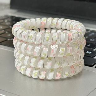 小清新夏日花草氛围电话线发圈甜美简约束发马尾弹力头绳皮筋