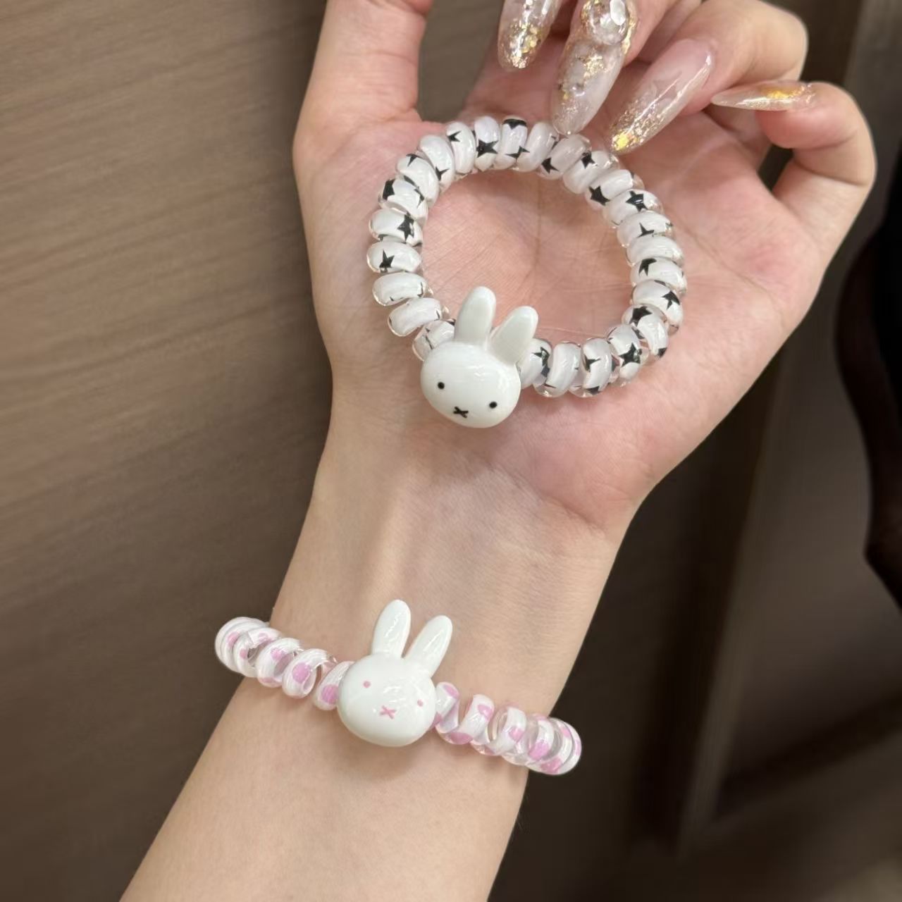 米菲兔电话线发圈可爱卡通扎头皮筋少女耐用高弹无痕发饰绳不伤发