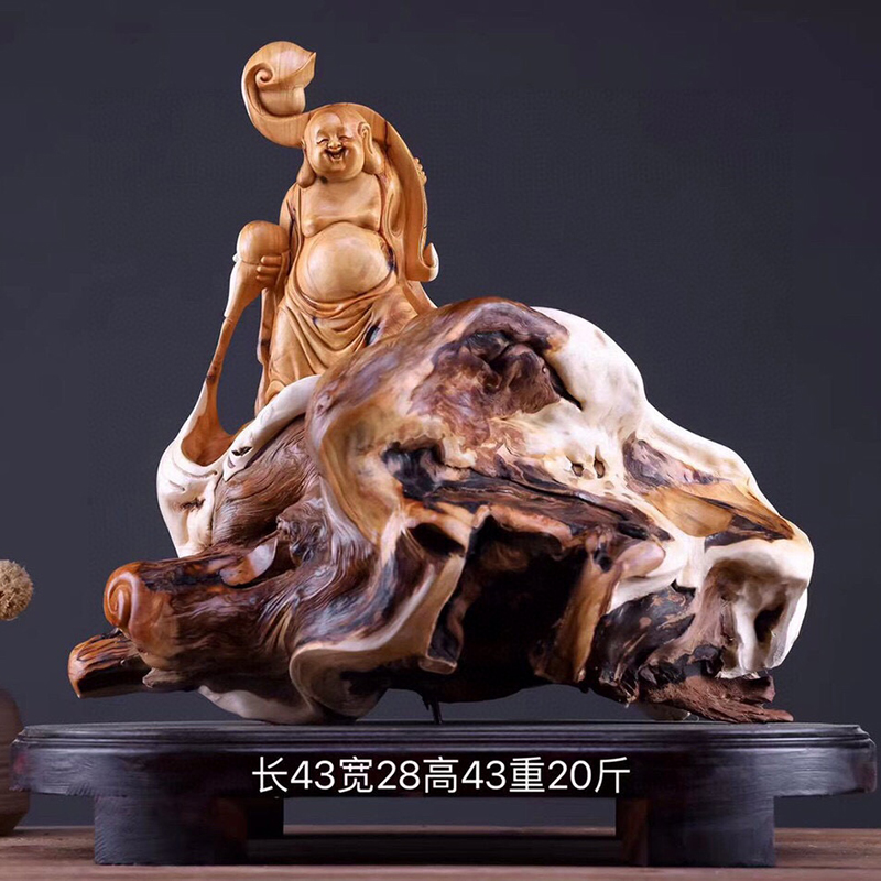 太行崖柏木雕根雕摆件财神观音弥勒寿星关公实木雕刻工艺品手把件