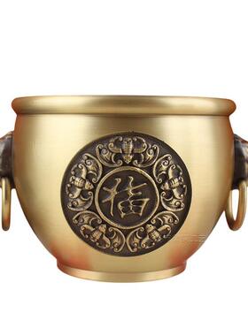 黄铜制作五福聚米缸黄铜百福缸米缸聚宝盆家居客厅玄关装饰工艺品