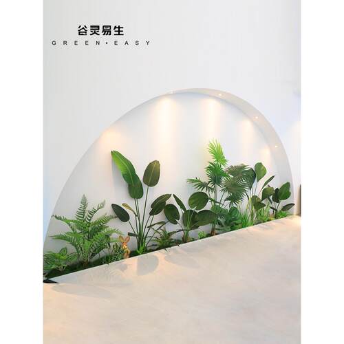 易生大型仿真绿植造景室内景观健身房楼梯间角落橱窗装饰植物