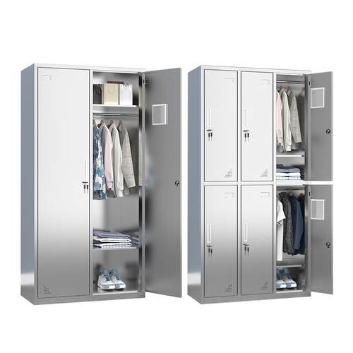 304不锈钢更衣柜带锁员工储物柜无尘净化车间柜子多格换衣柜碗柜