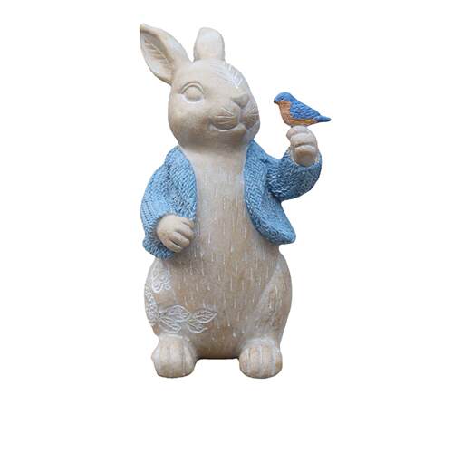 复活节欧式家居树脂仿木刻凹雕花纹效果Easter兔子桌面摆饰礼物