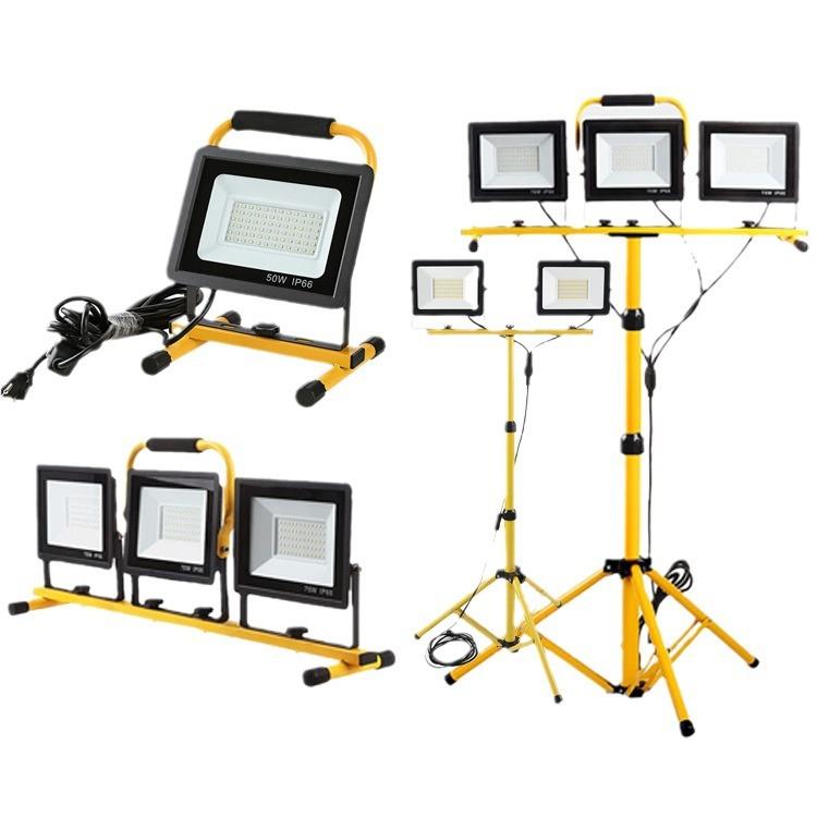 e工作l灯车间移动照明落地d角支架灯户外工程施工市电式投光三灯