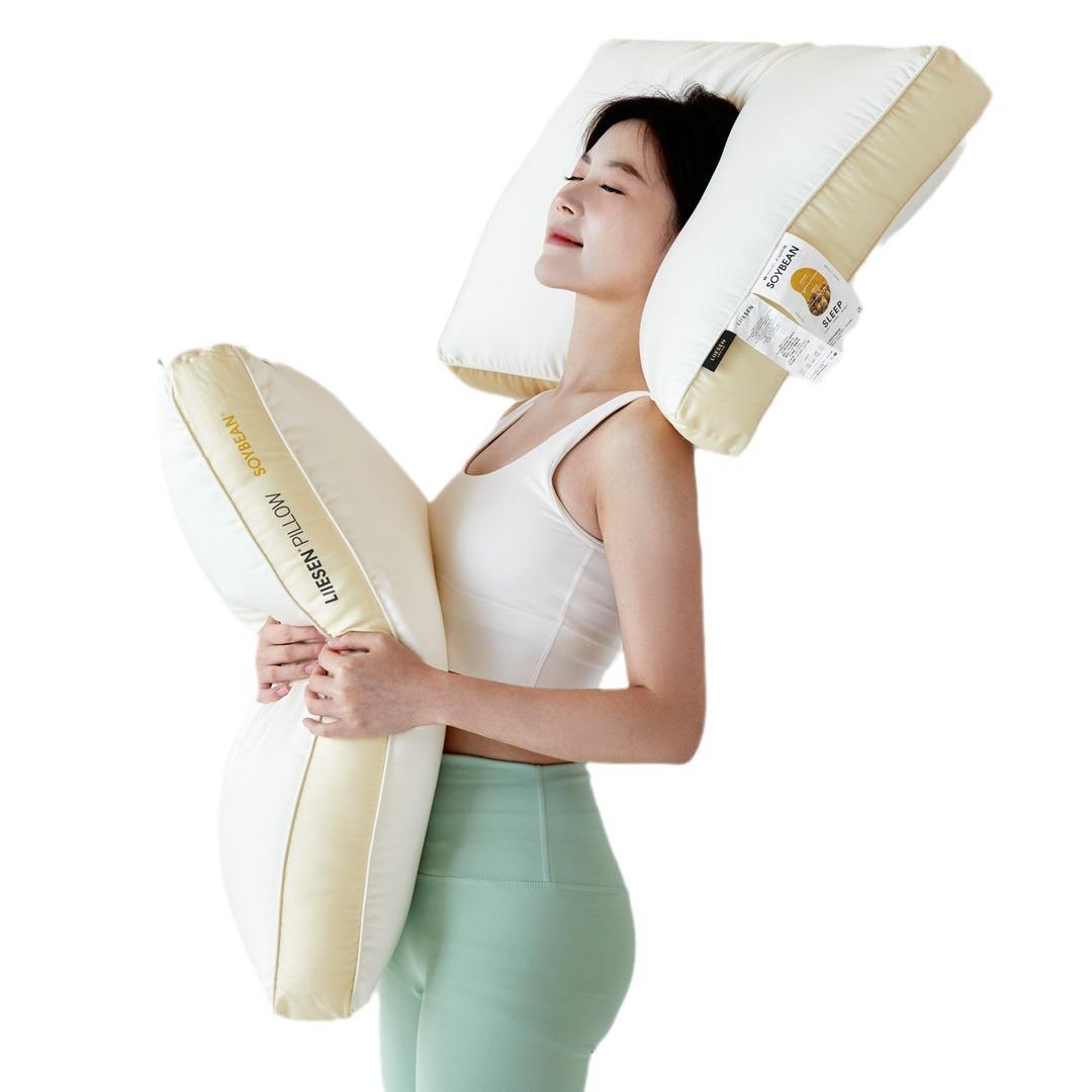 婴级LS大母豆亲肤枕高中枕枕家用软亲肤深睡眠枕芯全棉柔枕头