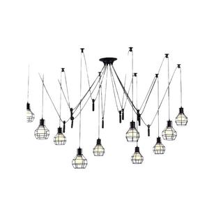 北欧后现代天女散花吊灯服装 店创意滑轮升降复古工业风铁笼子灯饰