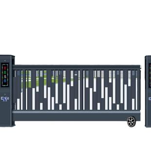 电动直线门工地厂房铝合金无轨封板悬浮门智能平移平开伸缩段滑门