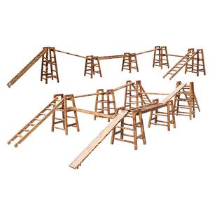 幼儿园户外碳化攀爬架儿童安吉游戏滑梯木质平衡板楼梯感统训练器