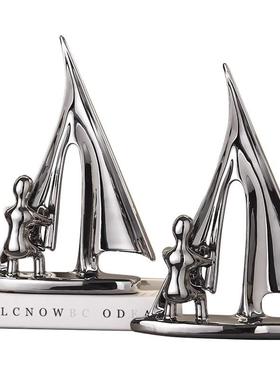 轻奢高档帆船陶瓷摆件家居客厅酒柜电视柜装饰品玄关办公室摆设