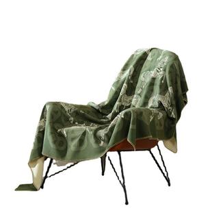 轻奢底纹马印花空调毛毯亲肤宝宝棉羊绒盖毯办公室休闲披肩毯子