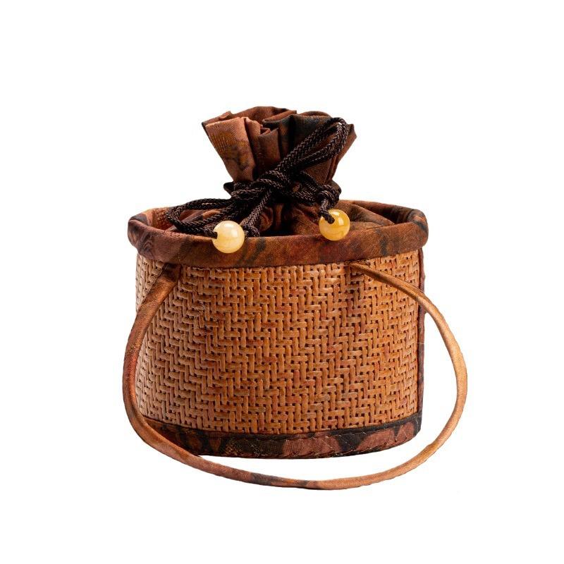 布藤纹茶杯杯袋中式dat1105古单主人杯收纳复包建盏杯布包束口棉