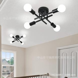 北欧工业风铁艺吊灯卧室书房客房灯创意简约美式 乡村复古灯