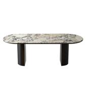 法式 轻奢天然宝格力大理石奢石餐桌小红书高定网红餐桌实木大桌