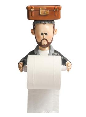 卫生间纸巾盒厕所可爱卡通卷纸筒挂架创意厕纸置物架抽纸盒免打孔