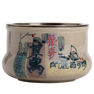 锦灰堆手绘建水茶洗家用陶瓷茶渣缸茶水缸茶具配件废水桶水盂水洗