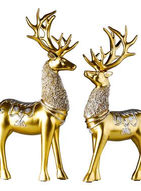 轻奢小鹿摆件北欧招财客厅工艺品酒柜室内装饰品创意玄关家居现代