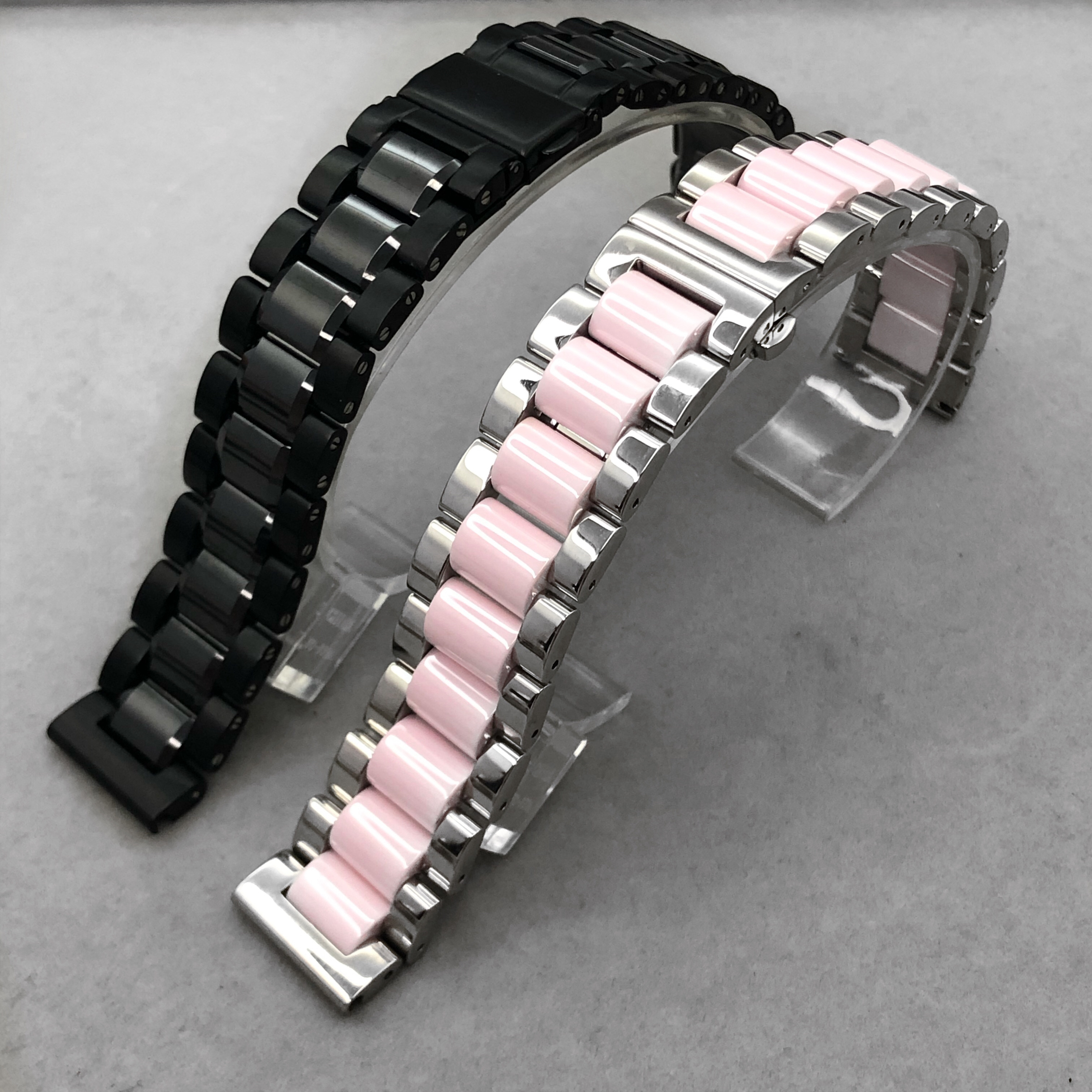 梦诗纯适配天王芙丽罗西尼guess手表钢带 陶瓷带黑色精钢表带钢带