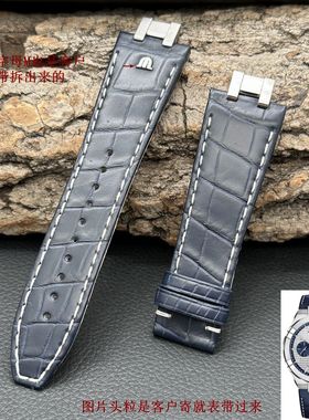 梦诗纯表行 适配艾美AIKON系列AI6038-SS001-131-1手表鳄鱼皮表带