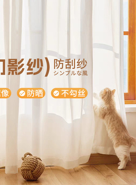 日系白色幻影纱窗纱帘加厚透光不透人客厅阳台卧室飘窗2023年新款
