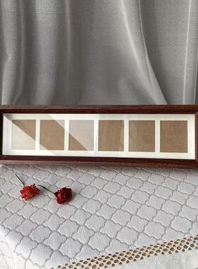 胡桃色六行相框DIY纪念币展示送朋友摆件制作画框YZ07