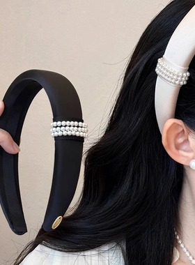 【下单立减50】黑色珍珠发箍女新款高颅顶宽头箍精致高级发饰Y17