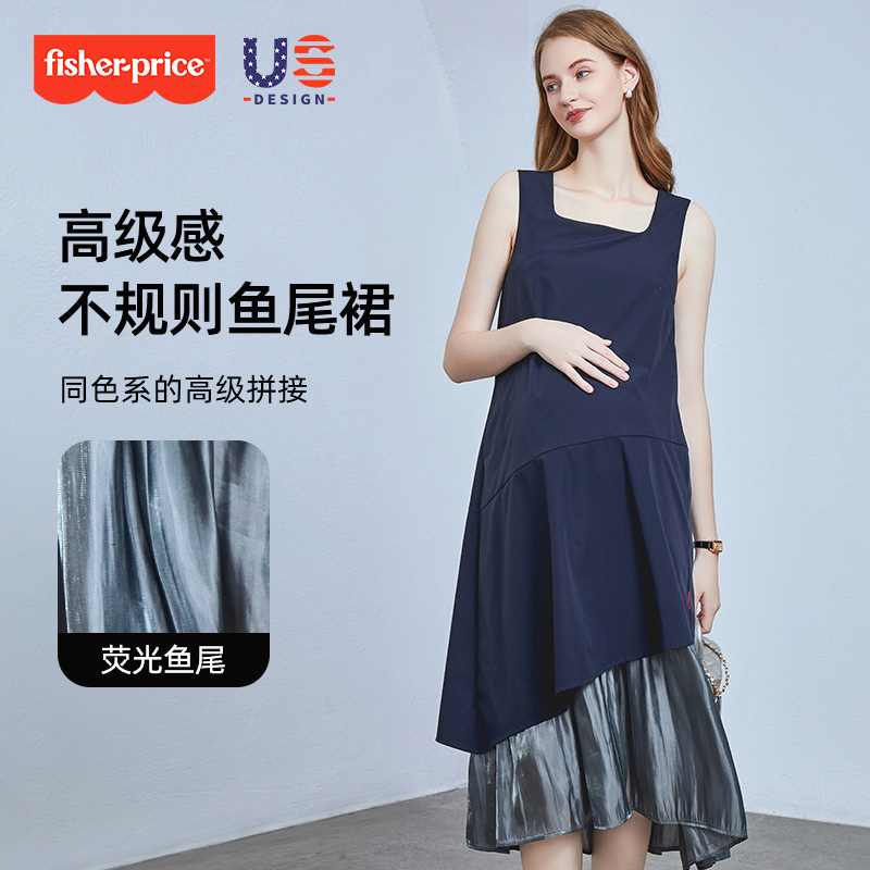 孕妇夏季无袖U领高级感连衣裙