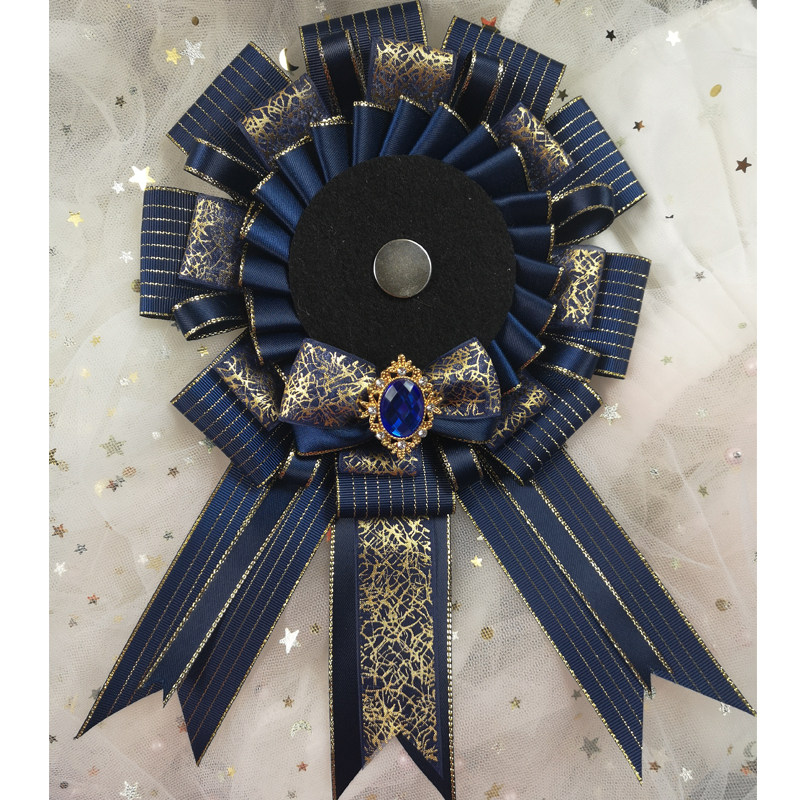 原创吧唧托徽章托痛包填充7cm深蓝金拖尾现货谷美lolita吊牌托