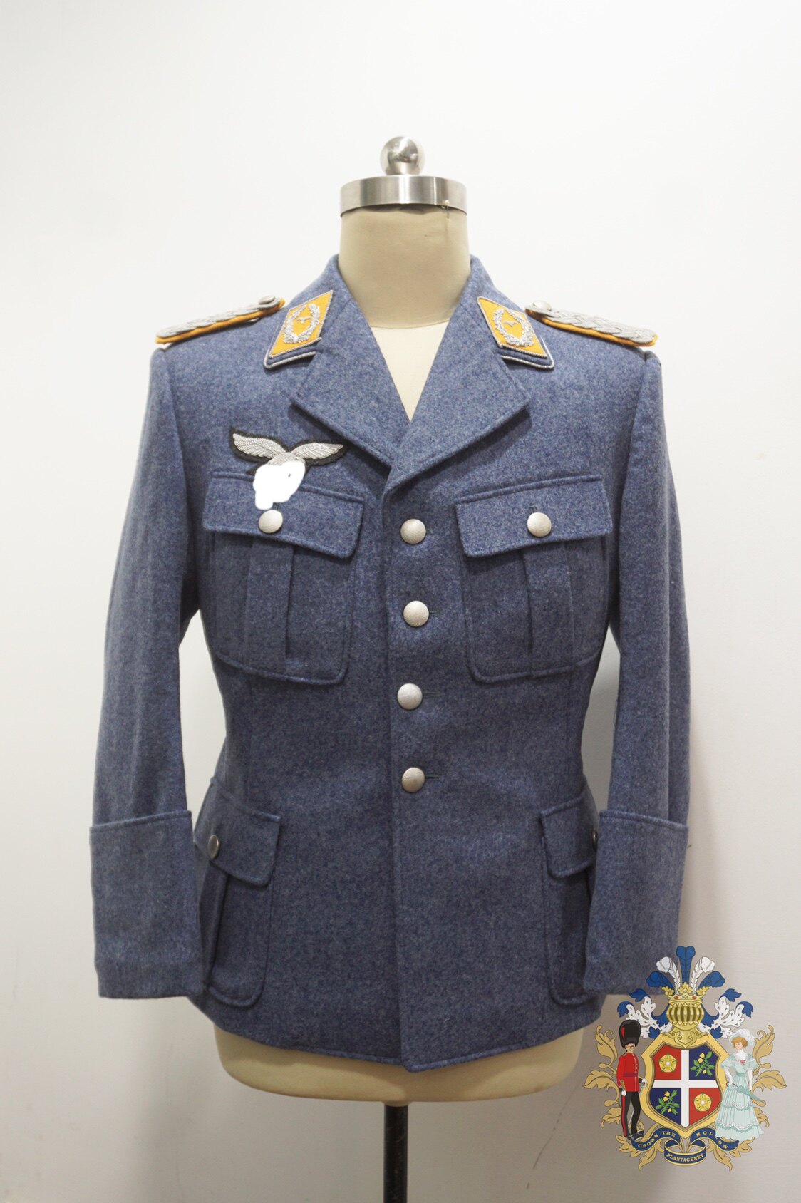 西德联邦德国luftmaffen空军军官蓝灰毛呢野战服