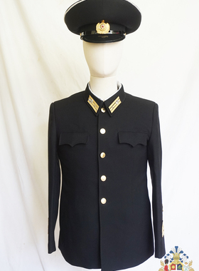 DPRK朝鲜特色海军干部黑色立翻领制服