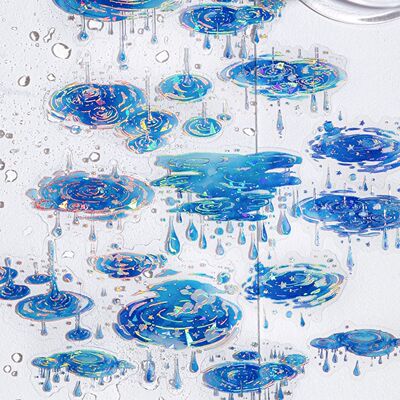 无界水语水波纹立体烫金手账贴纸