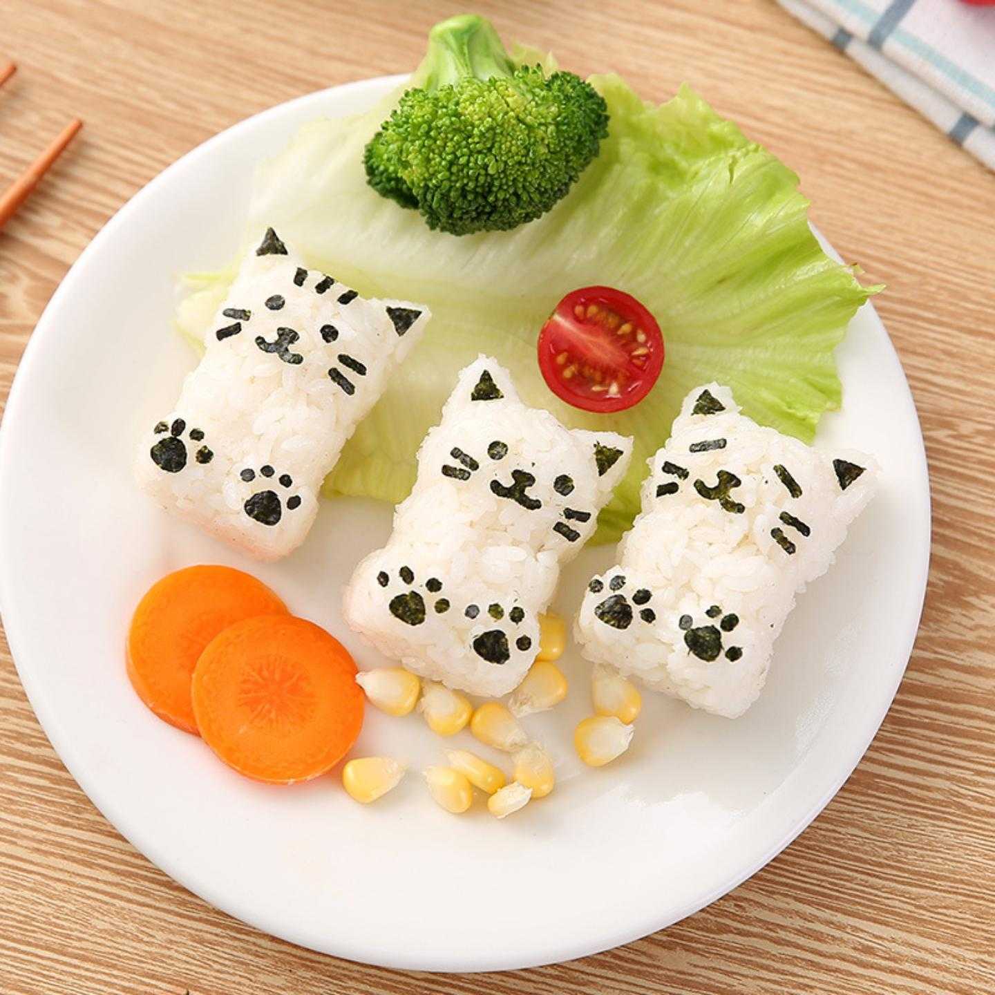 小猫咪饭团制作模具带海苔夹 卡通米饭团模具套装厨房DIY便当工具