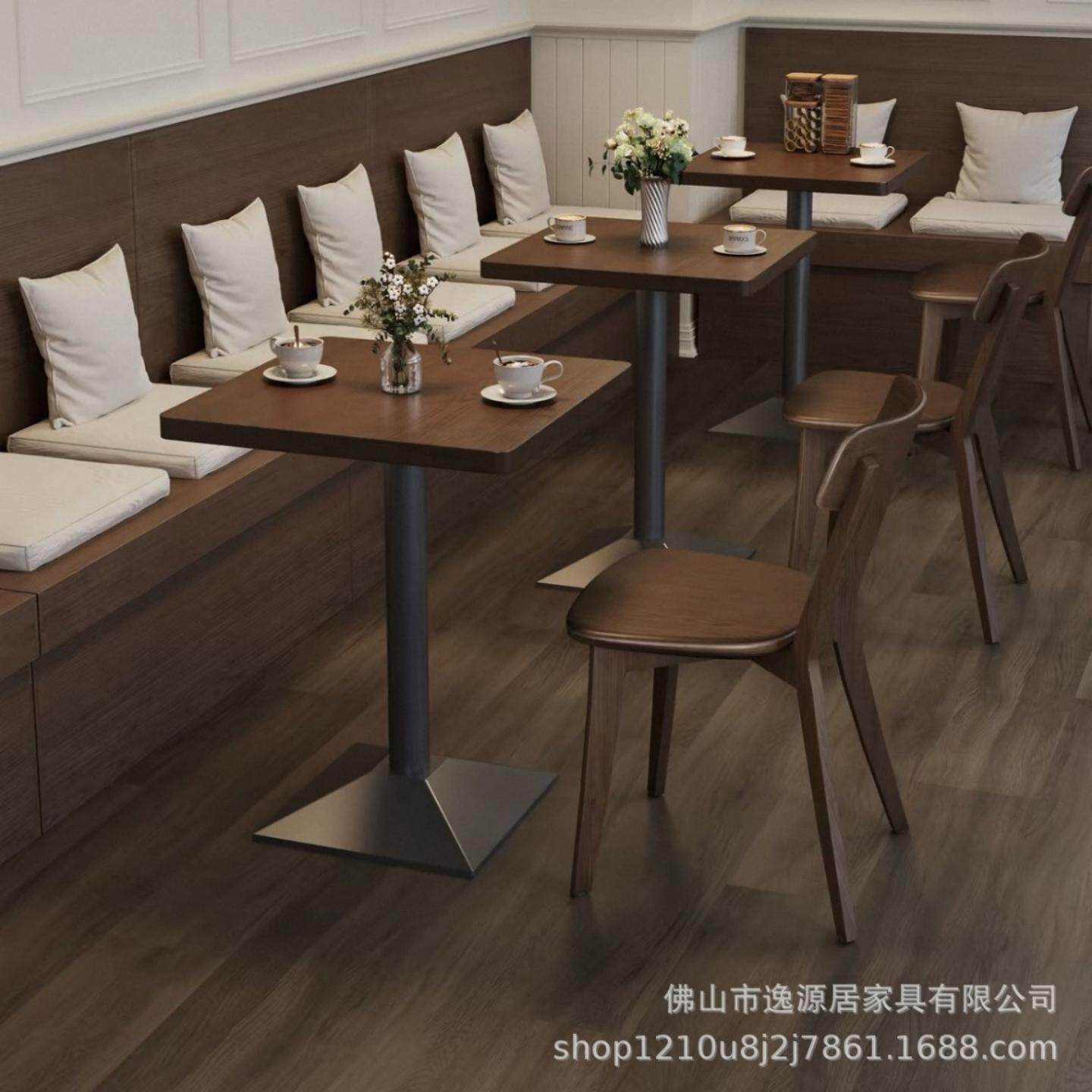 实木餐桌桌椅卡座沙发组合奶茶甜品烘焙店咖啡厅餐饮店商用西餐厅