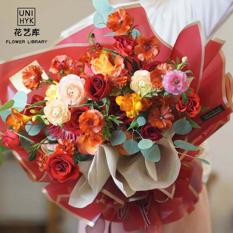 韩式金边果冻膜花艺包花材料防水雾面纸花束包装纸花店鲜花包装纸