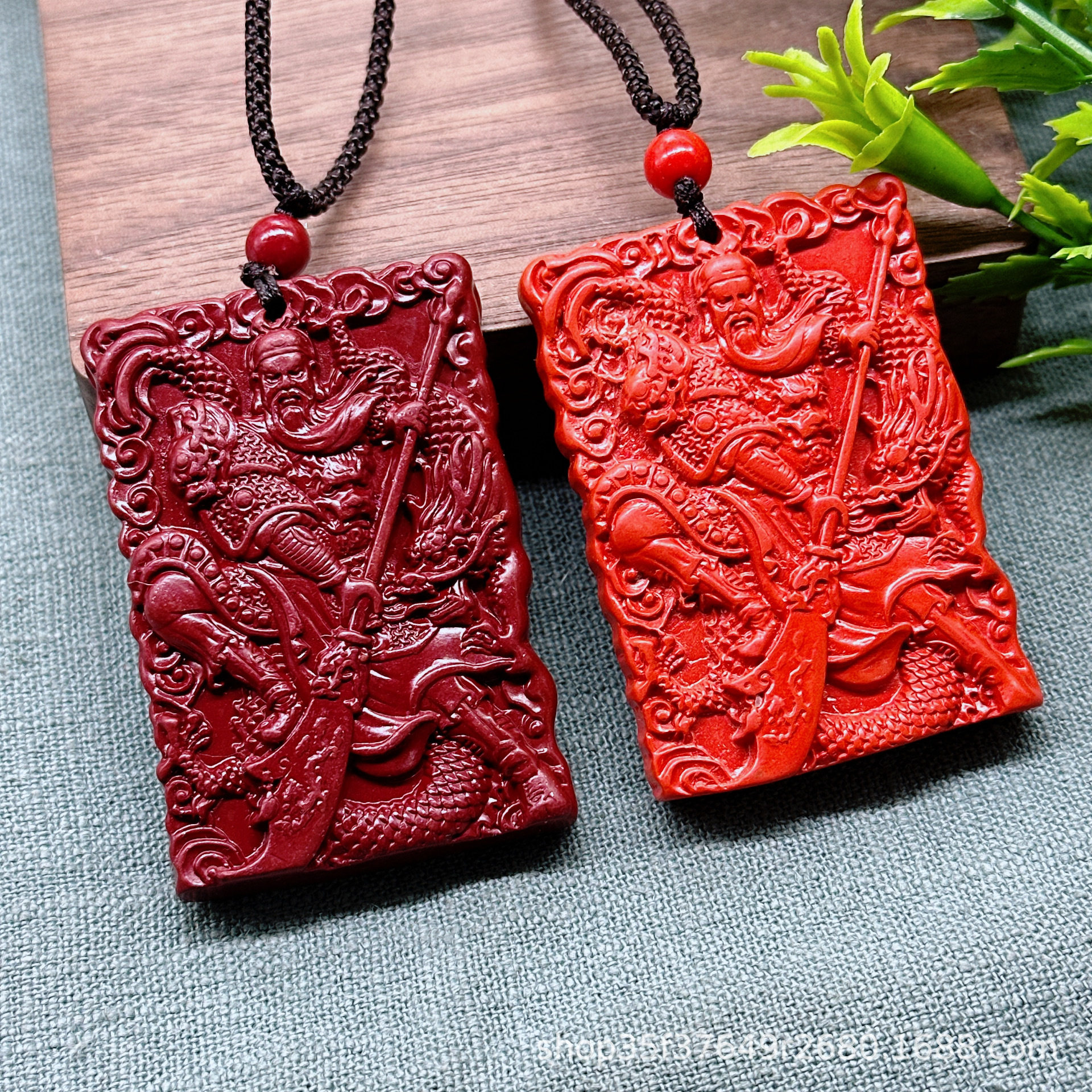 天然朱砂关公吊坠男霸气关羽关二爷武财神挂坠男士护身符随身项链