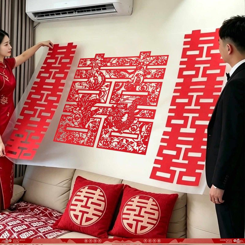 婚房布置结婚装饰墙面保护膜静电墙贴乳胶漆家用可移除不易伤墙