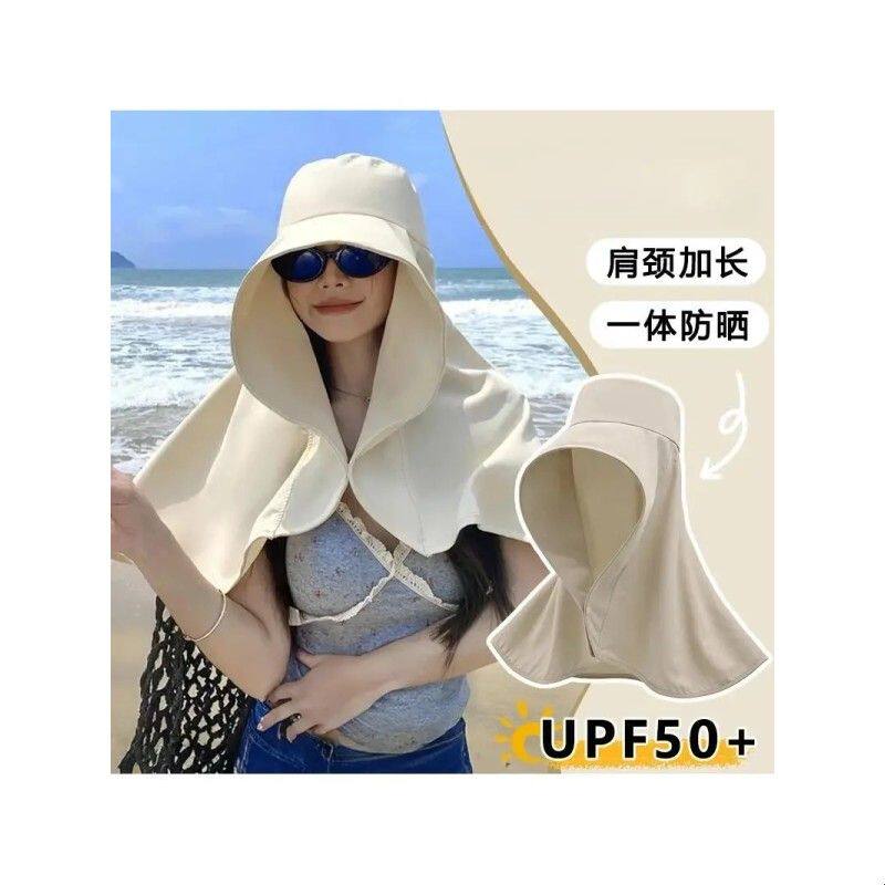 防晒遮阳帽女夏季大帽檐遮脸帽子面罩护颈一体骑行开车出游太阳帽