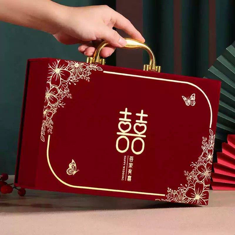 彩礼钱盒子男方订婚礼金箱聘金10万聘礼盒礼金盒植绒彩礼现金礼盒