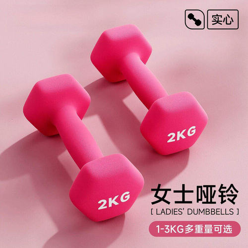 哑铃女士健身家用1kg2kg3kg一对实心铸铁小哑铃运动跳操器材儿童