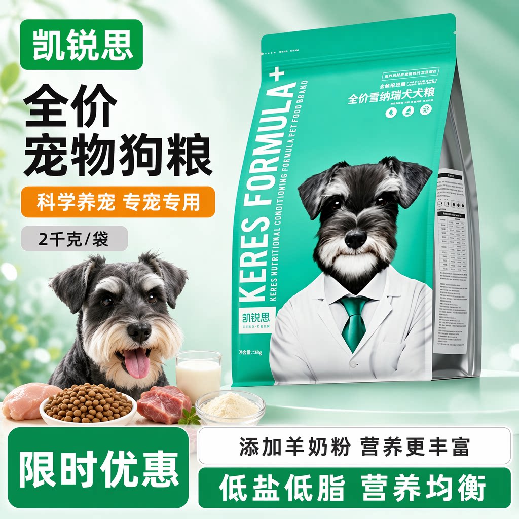 凯锐思雪纳瑞狗粮幼犬成犬全价通用型柯基雪纳瑞专用粮天然粮 2kg