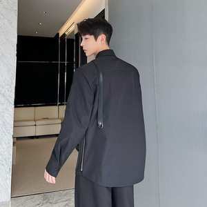 2024早秋设计师暗黑解构拼皮可拆卸拉链马甲衬衫 C0447 P95图片